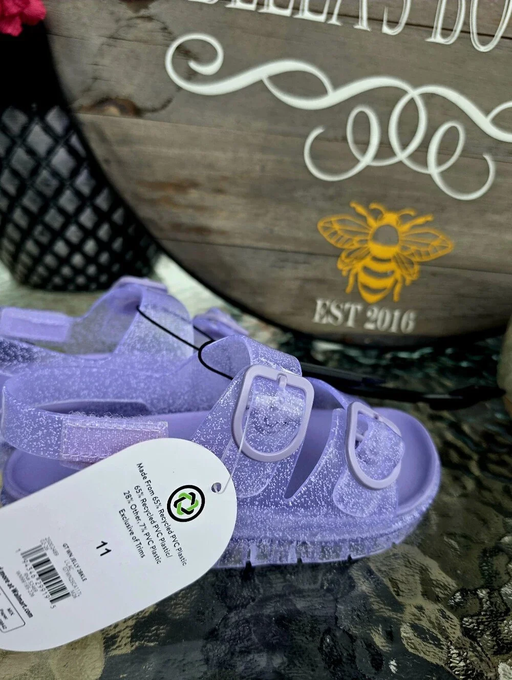 Wonder Nation Girls Two Buckle Jelly Sandals